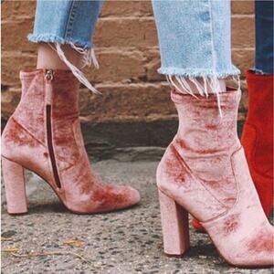Steve Madden pink velvet ankle boots